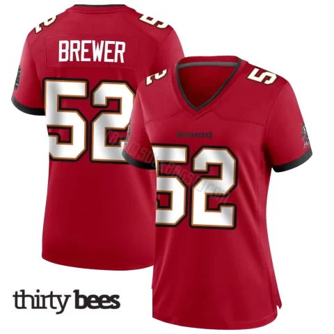 C.J. Brewer ＃52 Tampa Bay Buccaneers Women's Game Red Team Color Jersey