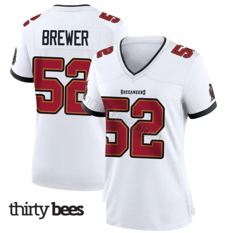 C.J. Brewer ＃52 Tampa Bay Buccaneers Women's Game White Jersey