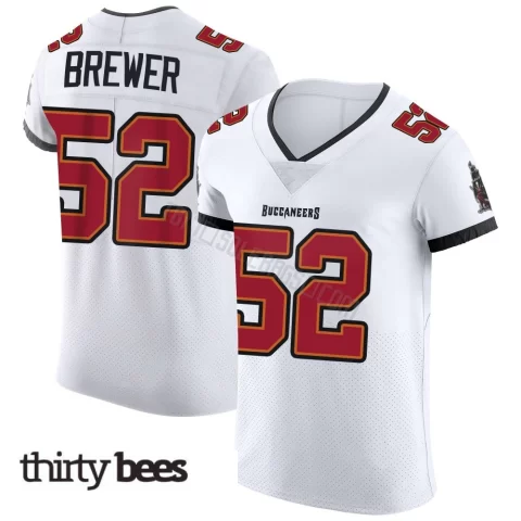 C.J. Brewer ＃52 Tampa Bay Buccaneers Men's Elite White Vapor Jersey