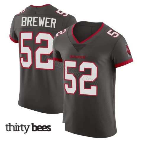 C.J. Brewer ＃52 Tampa Bay Buccaneers Men's Elite Pewter Alternate Vapor Jersey