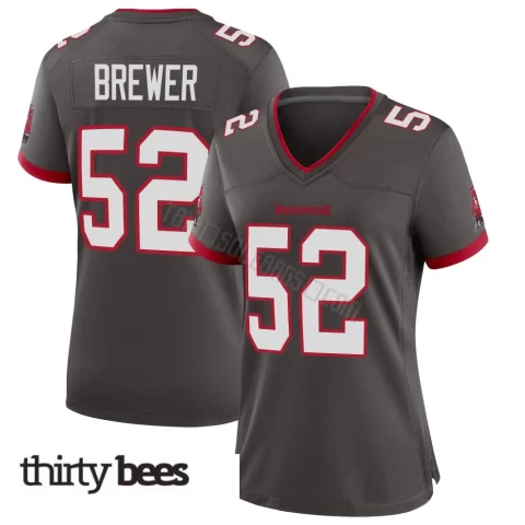 C.J. Brewer ＃52 Tampa Bay Buccaneers Women's Game Pewter Alternate Jersey