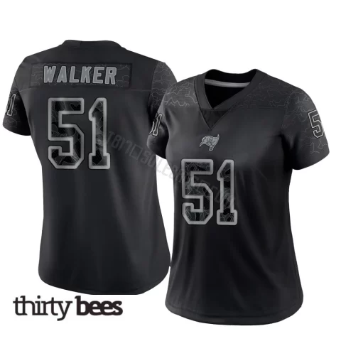 David Walker ＃51 Tampa Bay Buccaneers Women's Limited Black Reflective Jersey
