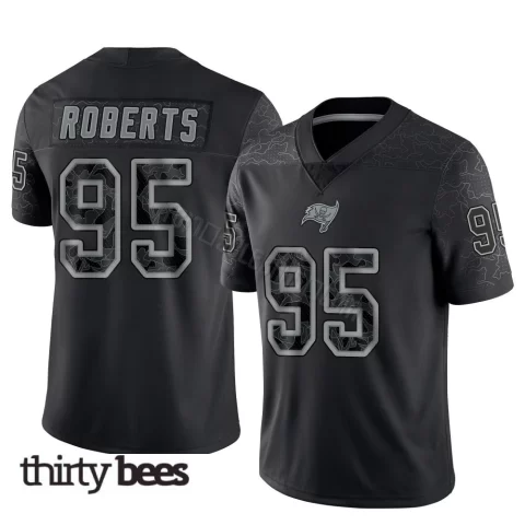 Elijah Roberts ＃95 Tampa Bay Buccaneers Men's Limited Black Reflective Jersey