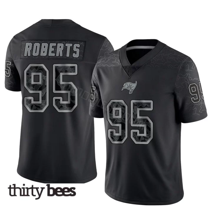 Elijah Roberts ＃95 Tampa Bay Buccaneers Men's Limited Black Reflective Jersey