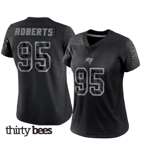 Elijah Roberts ＃95 Tampa Bay Buccaneers Women's Limited Black Reflective Jersey
