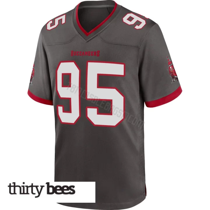 Elijah Roberts ＃95 Tampa Bay Buccaneers Men's Game Pewter Alternate Jersey