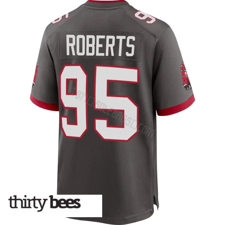 Elijah Roberts ＃95 Tampa Bay Buccaneers Men's Game Pewter Alternate Jersey