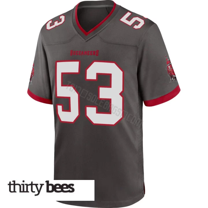 Nick Jackson ＃53 Tampa Bay Buccaneers Men's Game Pewter Alternate Jersey