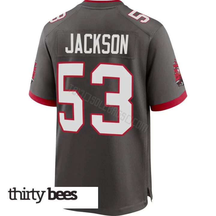 Nick Jackson ＃53 Tampa Bay Buccaneers Men's Game Pewter Alternate Jersey