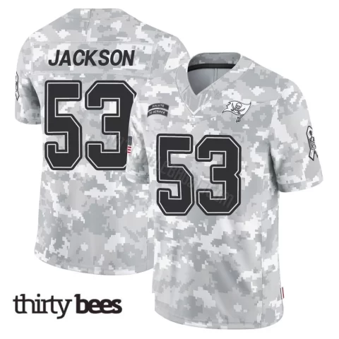 Nick Jackson ＃53 Tampa Bay Buccaneers Youth Limited Arctic Camo 2024 Salute to Service Jersey