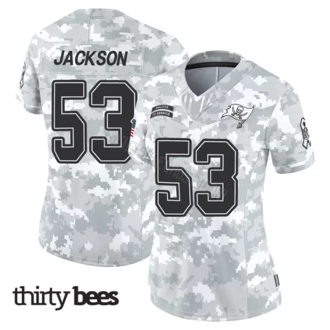 Nick Jackson ＃53 Tampa Bay Buccaneers Women's Limited Arctic Camo 2024 Salute to Service Jersey