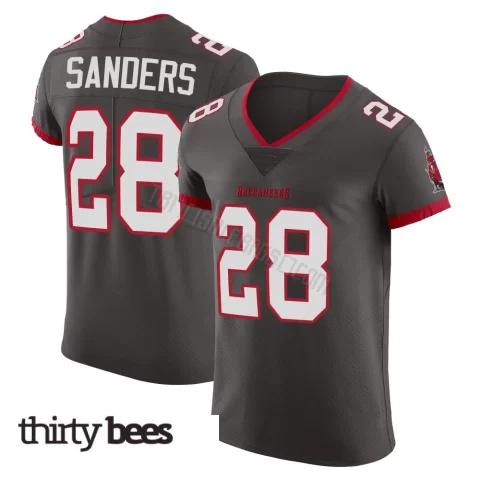 Shilo Sanders ＃28 Tampa Bay Buccaneers Men's Elite Pewter Alternate Vapor Jersey