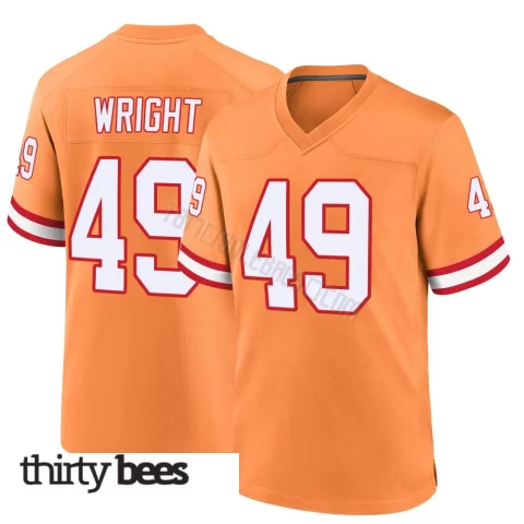 Owen Wright ＃49 Tampa Bay Buccaneers Men's Game Orange Throwback Jersey