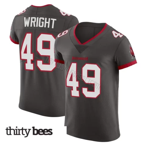 Owen Wright ＃49 Tampa Bay Buccaneers Men's Elite Pewter Alternate Vapor Jersey