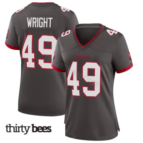Owen Wright ＃49 Tampa Bay Buccaneers Women's Game Pewter Alternate Jersey