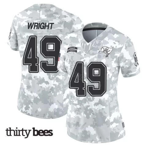 Owen Wright ＃49 Tampa Bay Buccaneers Women's Limited Arctic Camo 2024 Salute to Service Jersey