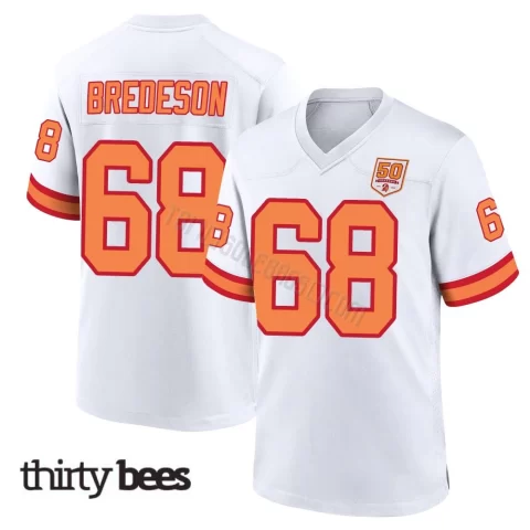 Ben Bredeson ＃68 Tampa Bay Buccaneers Youth Game White '76 50th Season Jersey