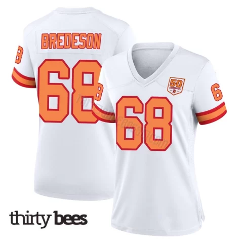 Ben Bredeson ＃68 Tampa Bay Buccaneers Women's Game White '76 50th Season Jersey