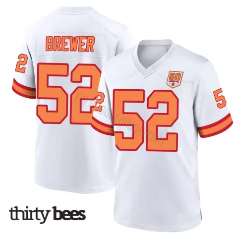 C.J. Brewer ＃52 Tampa Bay Buccaneers Men's Game White '76 50th Season Jersey