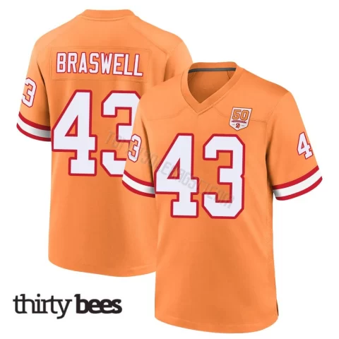 Chris Braswell ＃43 Tampa Bay Buccaneers Youth Game Cream sicle 50th Season Jersey