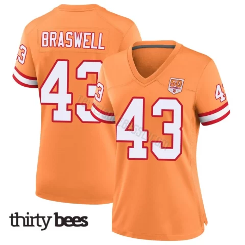 Chris Braswell ＃43 Tampa Bay Buccaneers Women's Game Cream sicle 50th Season Jersey
