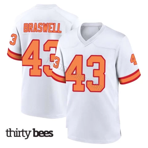 Chris Braswell ＃43 Tampa Bay Buccaneers Youth Game White '76 Jersey