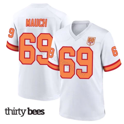 Cody Mauch ＃69 Tampa Bay Buccaneers Men's Game White '76 50th Season Jersey