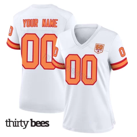Custom ＃00 Tampa Bay Buccaneers Women's Game White '76 50th Season Jersey