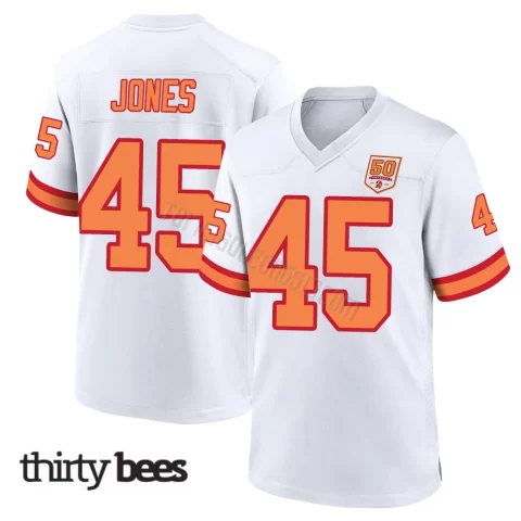 Deion Jones ＃45 Tampa Bay Buccaneers Men's Game White '76 50th Season Jersey
