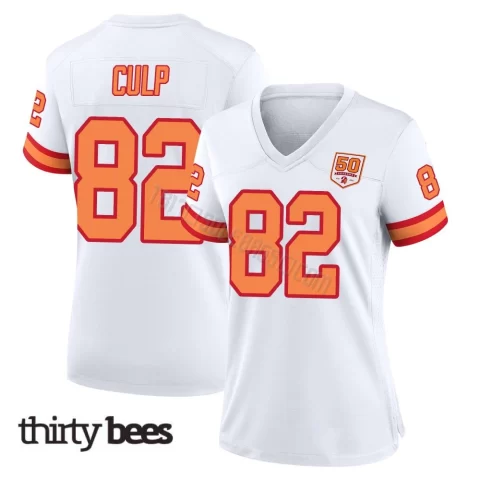 Devin Culp ＃82 Tampa Bay Buccaneers Women's Game White '76 50th Season Jersey