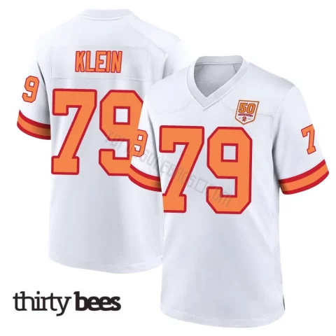 Elijah Klein ＃79 Tampa Bay Buccaneers Men's Game White '76 50th Season Jersey