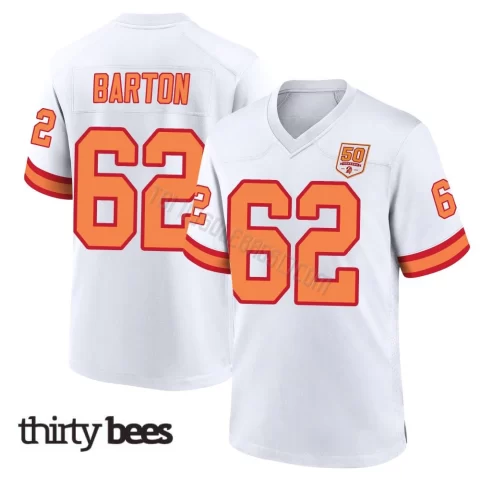 Graham Barton ＃62 Tampa Bay Buccaneers Youth Game White '76 50th Season Jersey