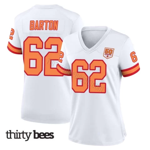 Graham Barton ＃62 Tampa Bay Buccaneers Women's Game White '76 50th Season Jersey