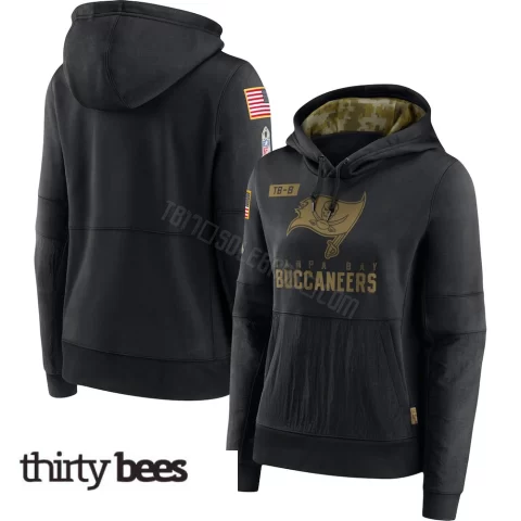 Tampa Bay Buccaneers Women's Black 2020 Salute to Service Performance Pullover Hoodie