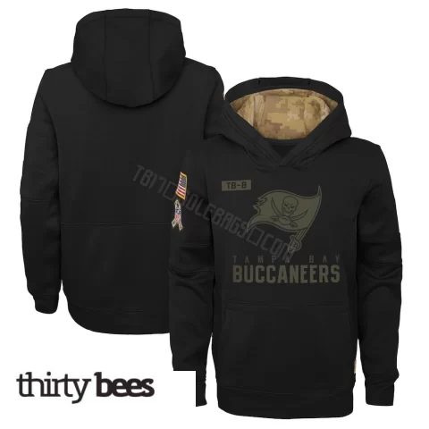 Tampa Bay Buccaneers Youth Black 2020 Salute to Service Pullover Performance Hoodie