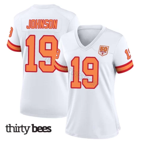 Kameron Johnson ＃19 Tampa Bay Buccaneers Women's Game White '76 50th Season Jersey
