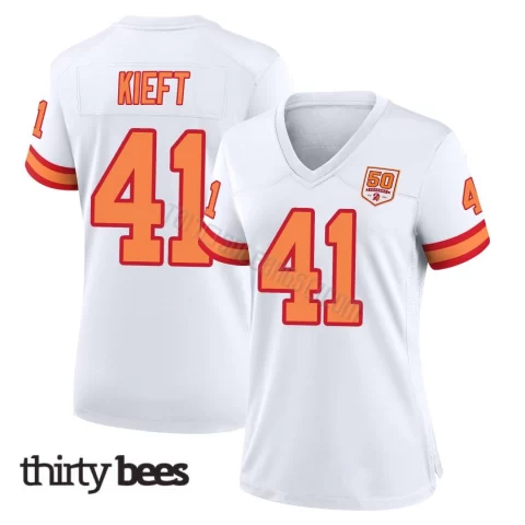 Ko Kieft ＃41 Tampa Bay Buccaneers Women's Game White '76 50th Season Jersey
