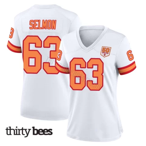 Lee Roy Selmon ＃63 Tampa Bay Buccaneers Women's Game White '76 50th Season Jersey