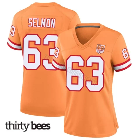 Lee Roy Selmon ＃63 Tampa Bay Buccaneers Women's Game Cream sicle 50th Season Jersey