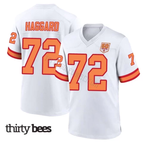 Luke Haggard ＃72 Tampa Bay Buccaneers Youth Game White '76 50th Season Jersey