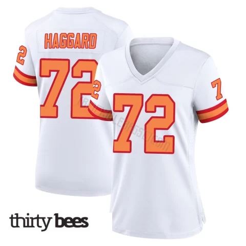Luke Haggard ＃72 Tampa Bay Buccaneers Women's Game White '76 Jersey