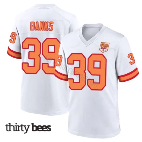 Marcus Banks ＃39 Tampa Bay Buccaneers Youth Game White '76 50th Season Jersey