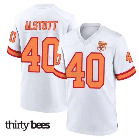 Mike Alstott ＃40 Tampa Bay Buccaneers Men's Game White '76 50th Season Jersey