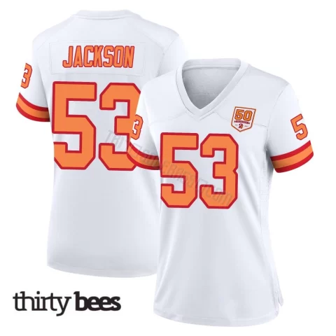 Nick Jackson ＃53 Tampa Bay Buccaneers Women's Game White '76 50th Season Jersey