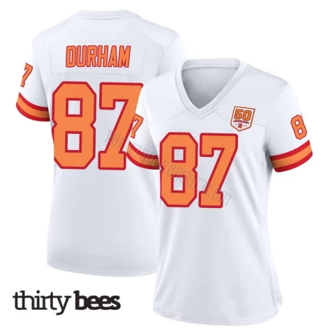 Payne Durham ＃87 Tampa Bay Buccaneers Women's Game White '76 50th Season Jersey