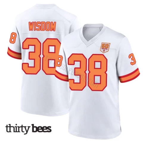 Rashad Wisdom ＃38 Tampa Bay Buccaneers Youth Game White '76 50th Season Jersey