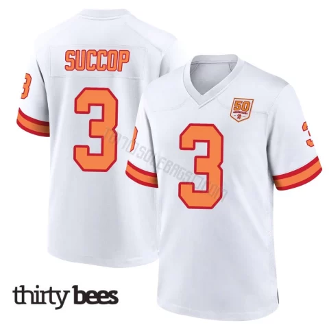 Ryan Succop ＃3 Tampa Bay Buccaneers Youth Game White '76 50th Season Jersey