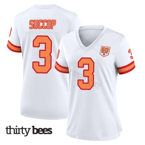 Ryan Succop ＃3 Tampa Bay Buccaneers Women's Game White '76 50th Season Jersey