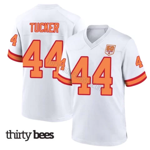 Sean Tucker ＃44 Tampa Bay Buccaneers Youth Game White '76 50th Season Jersey