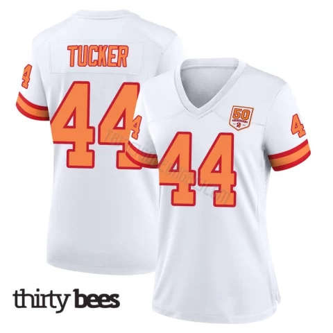 Sean Tucker ＃44 Tampa Bay Buccaneers Women's Game White '76 50th Season Jersey